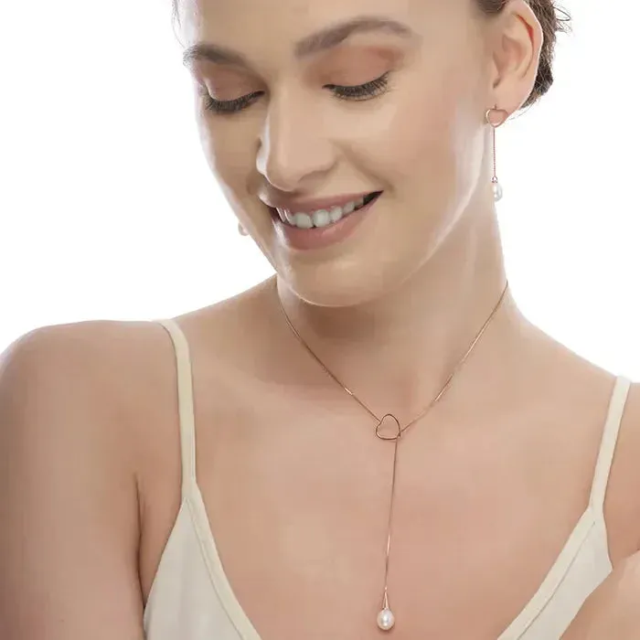 Minimal Dangling Heart Pendant Chain Set