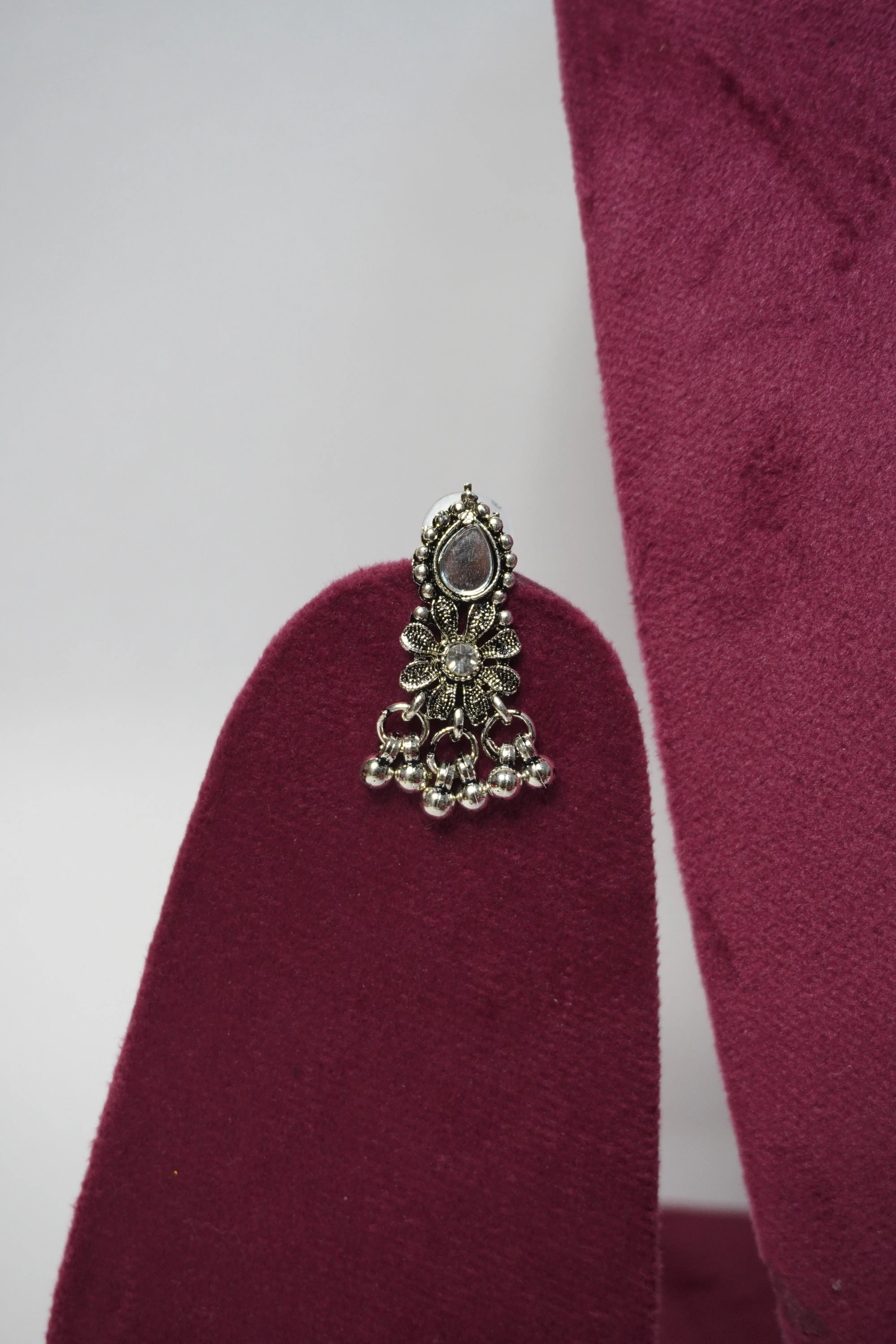 Mirror work Oxidised Necklace with Earring