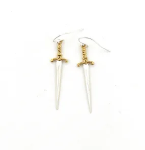 Mixed Metal Dagger Earrings - Large