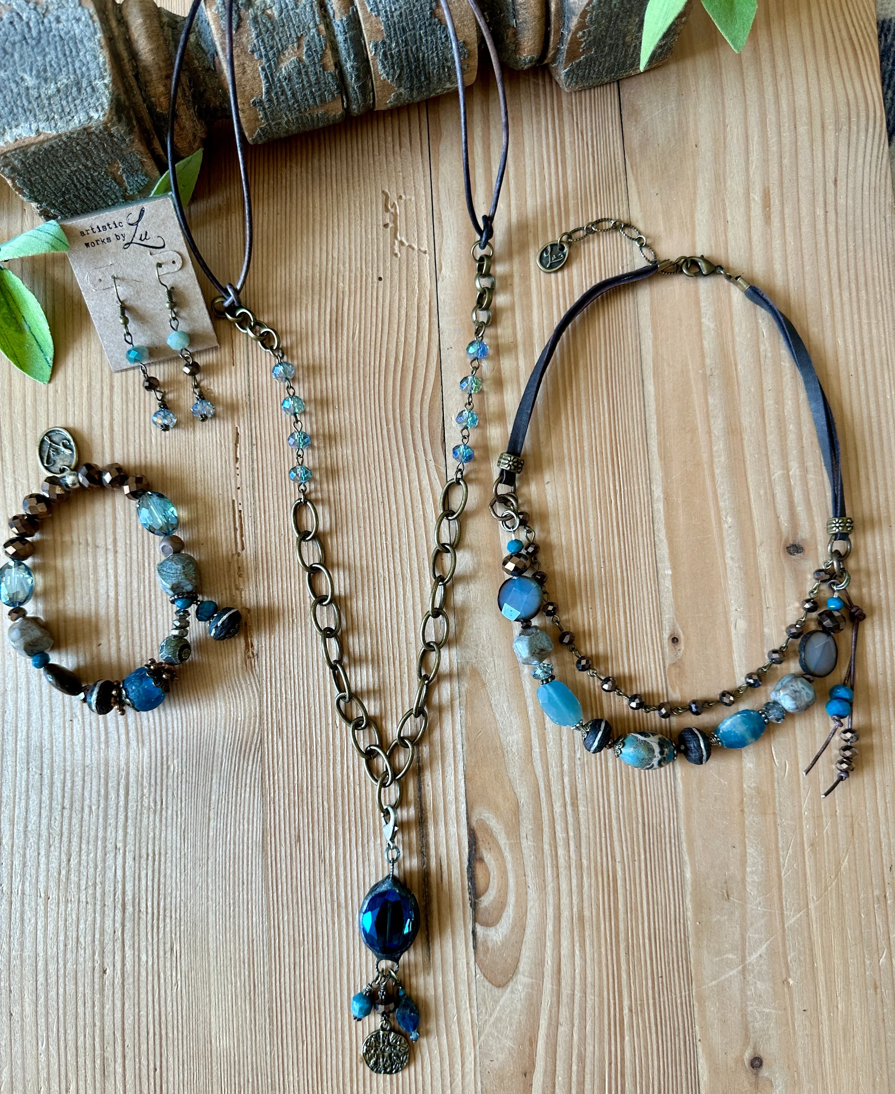 Mocha Dreams Soldered Blue Crystal Pendant