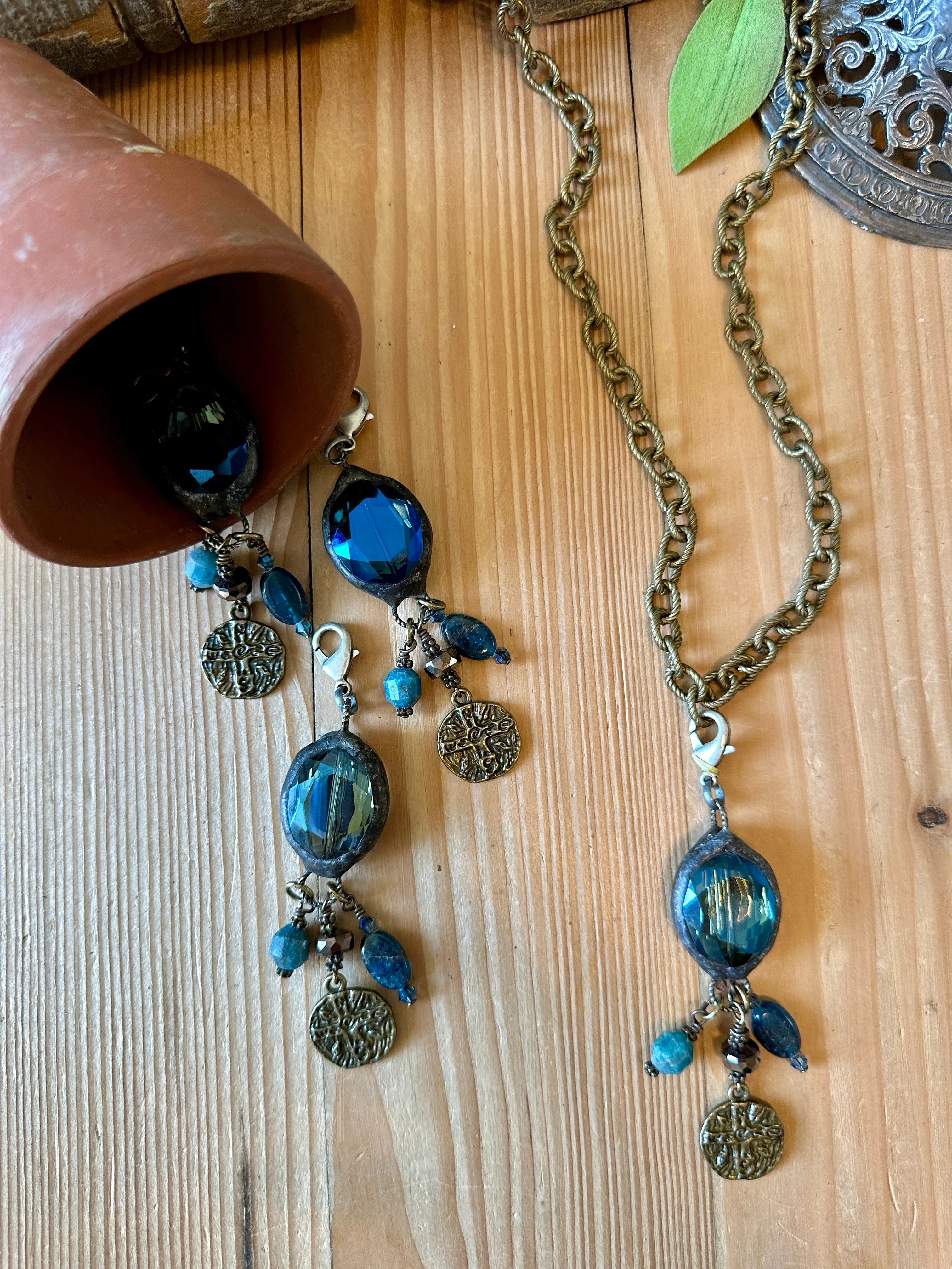 Mocha Dreams Soldered Blue Crystal Pendant
