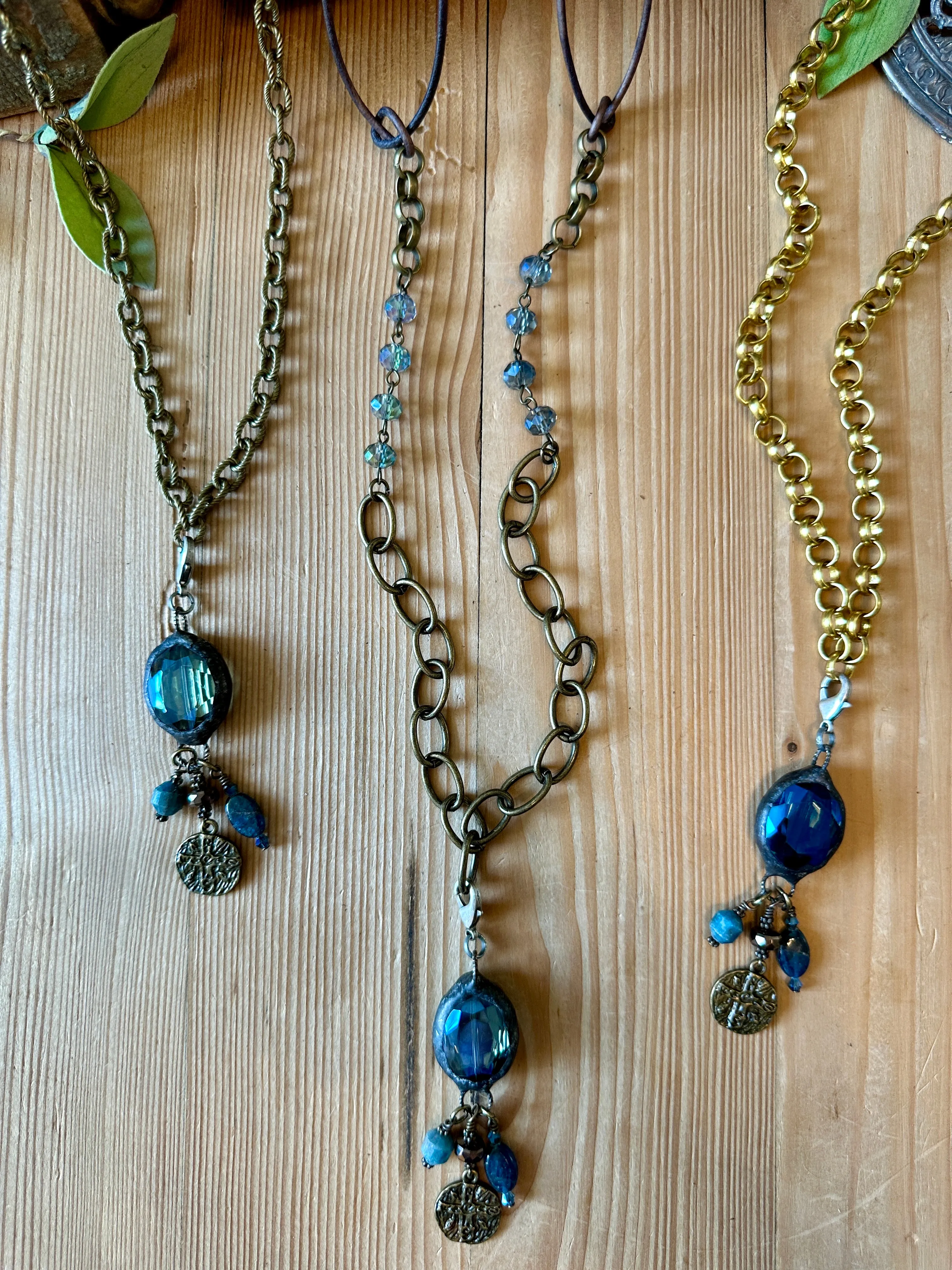 Mocha Dreams Soldered Blue Crystal Pendant