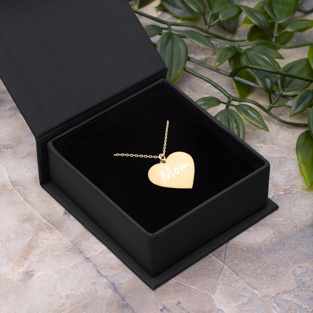 Mom Engraved Heart Necklace