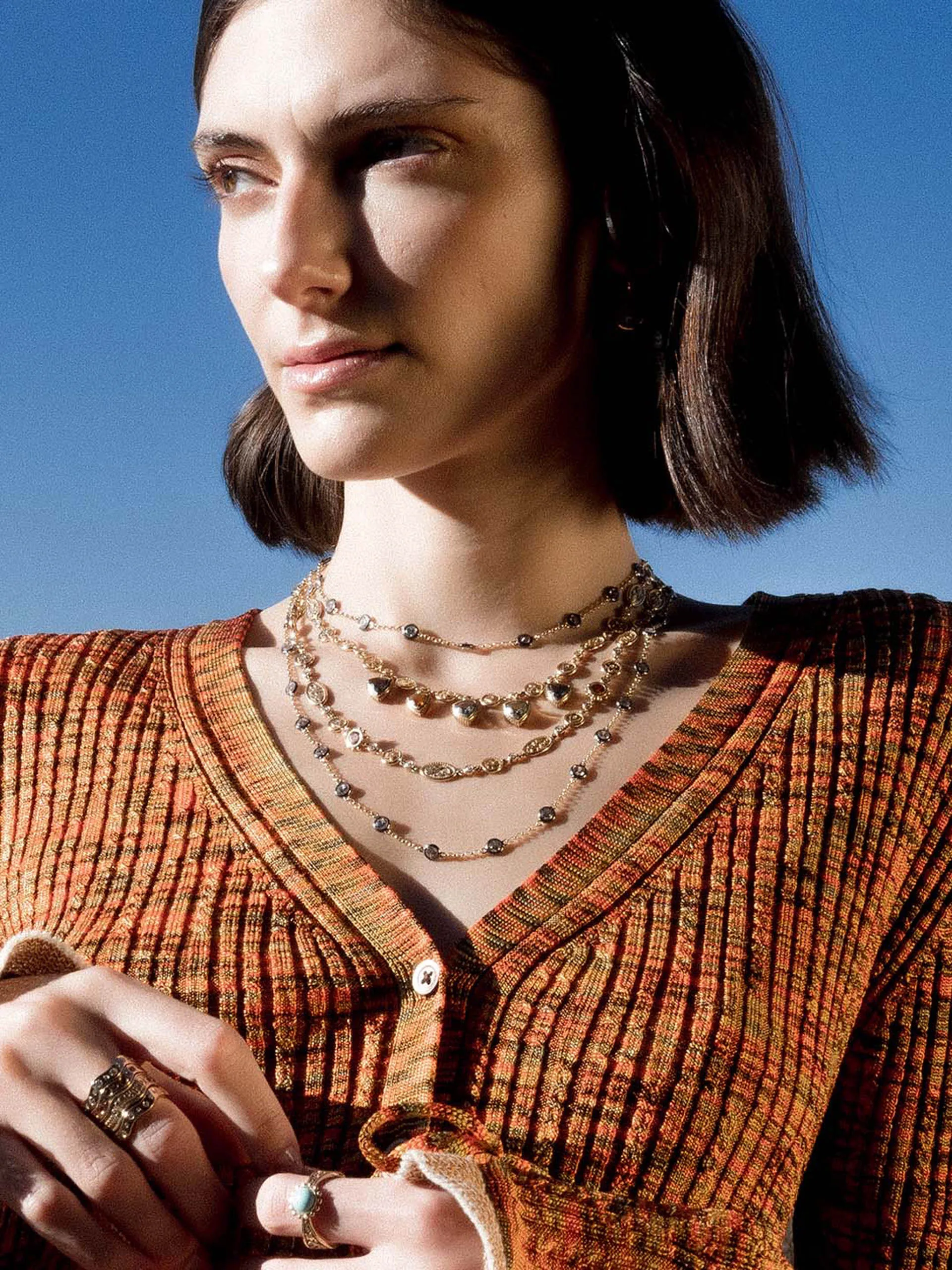 Montana sapphire trillion necklace