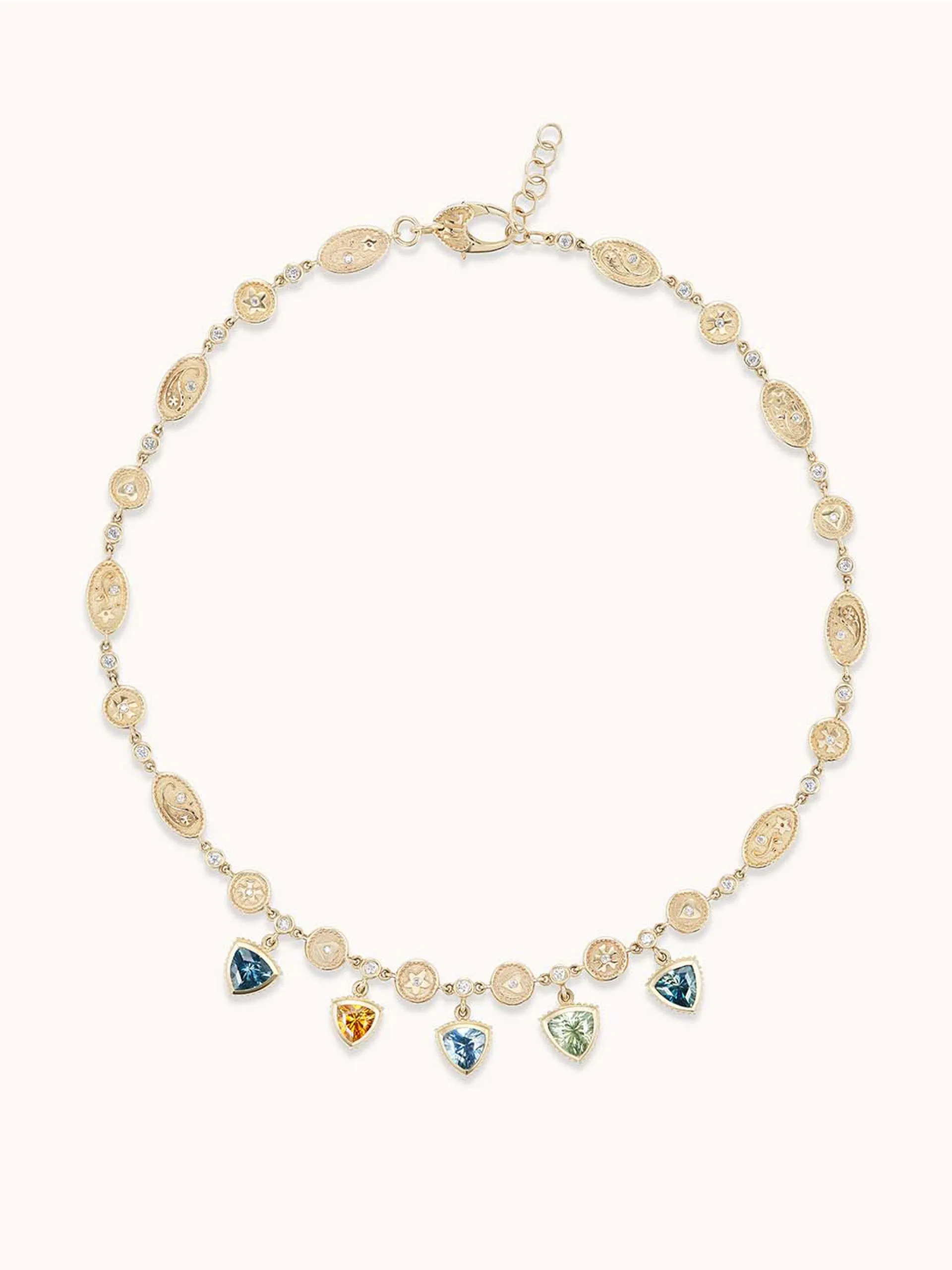 Montana sapphire trillion necklace