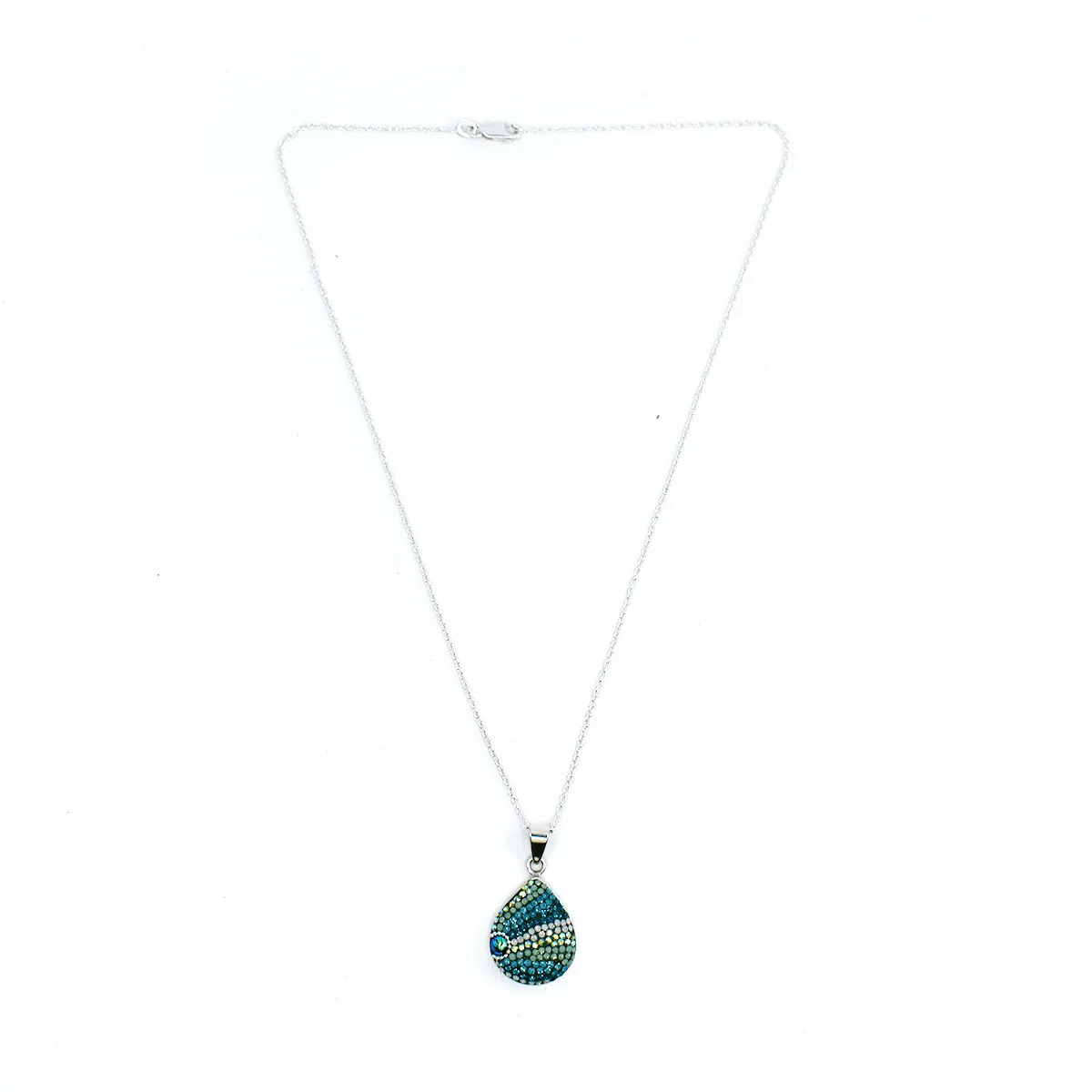 Mosaic Crystal Pendant Necklace, Teardrop