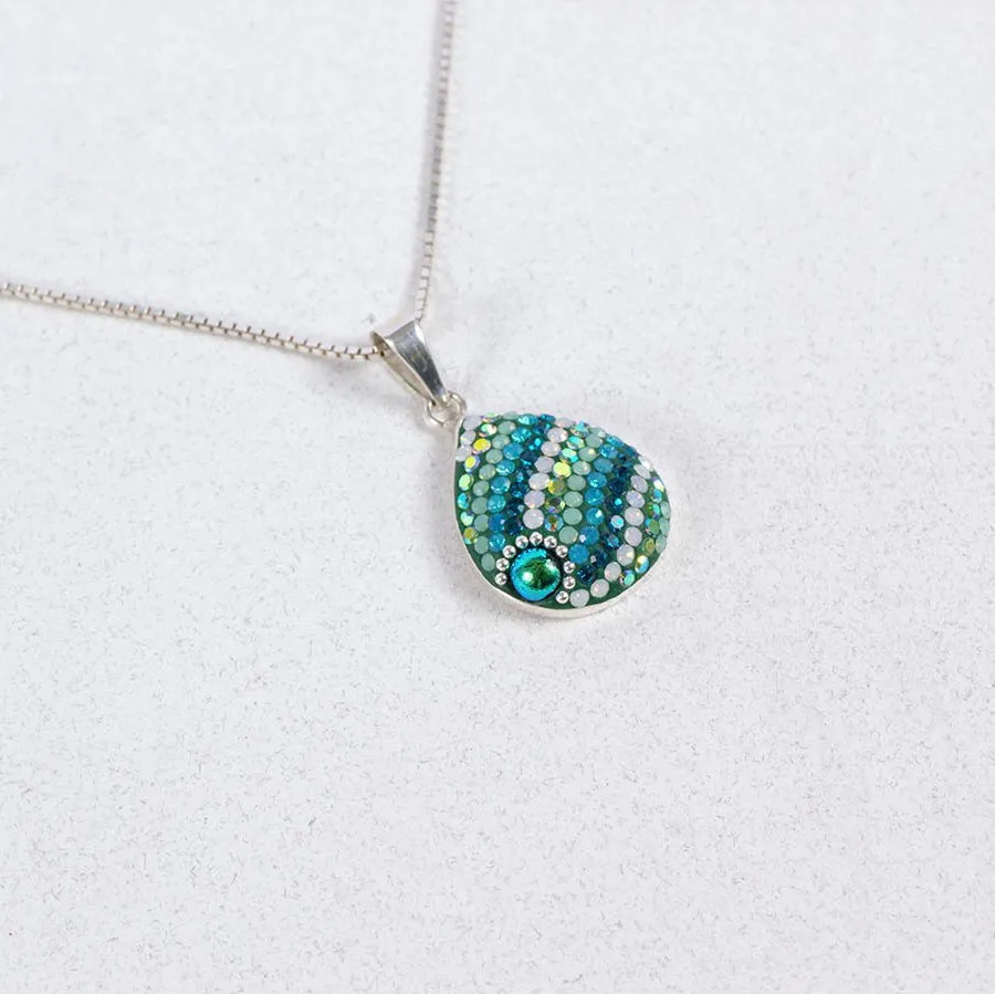 Mosaic Crystal Pendant Necklace, Teardrop