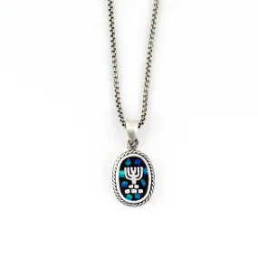Mosaic Opal Menorah Medallion Necklace