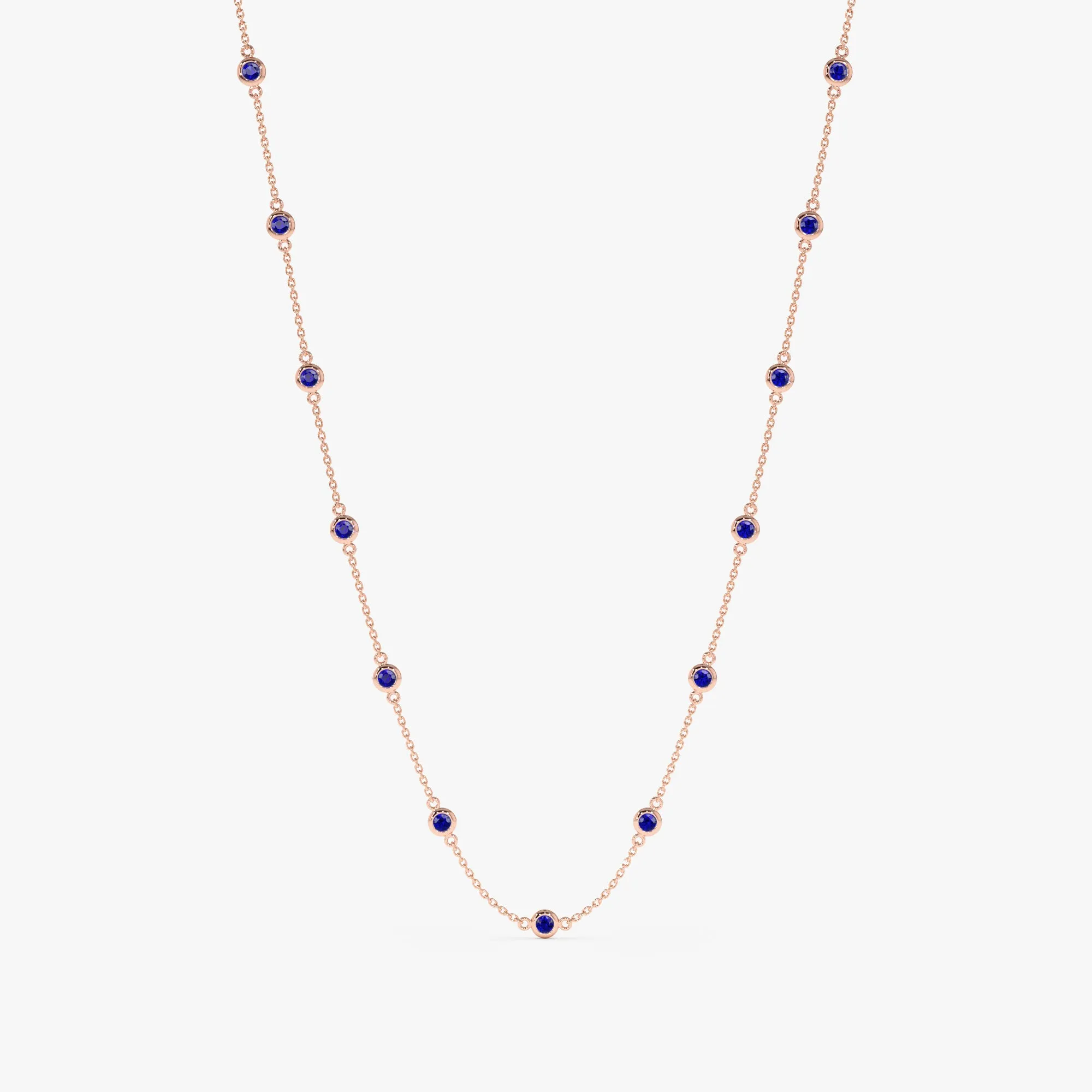 Multi Blue Sapphire Station Necklace, Gwen