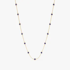 Multi Blue Sapphire Station Necklace, Gwen