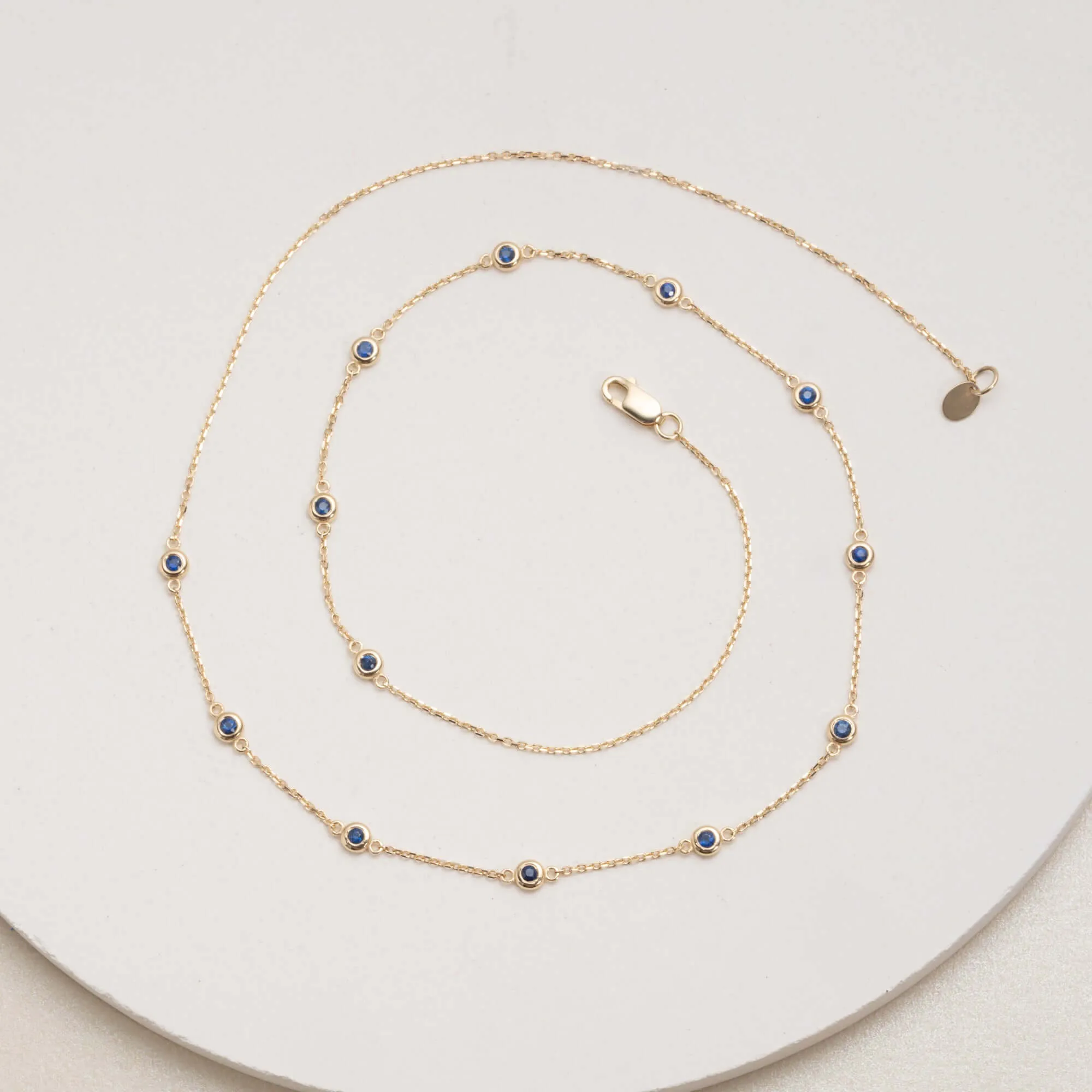 Multi Blue Sapphire Station Necklace, Gwen