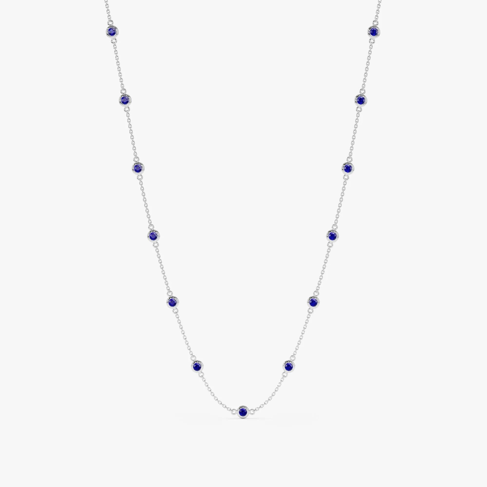 Multi Blue Sapphire Station Necklace, Gwen
