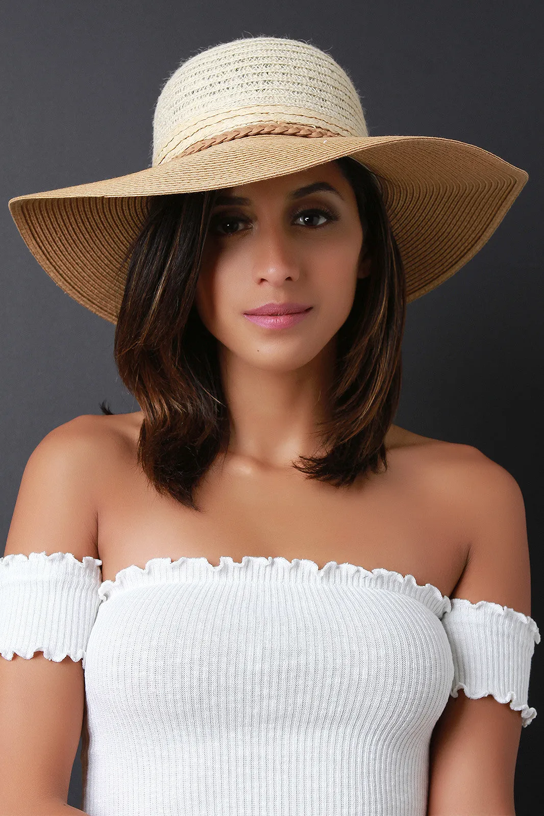 Multi-Color Braided Trim Straw Sun Hat
