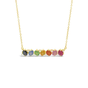 Multi-color Sapphire & Diamond Bar Necklace