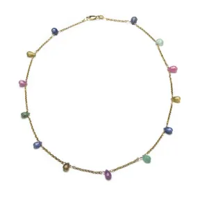 Multi sapphire and gold necklace