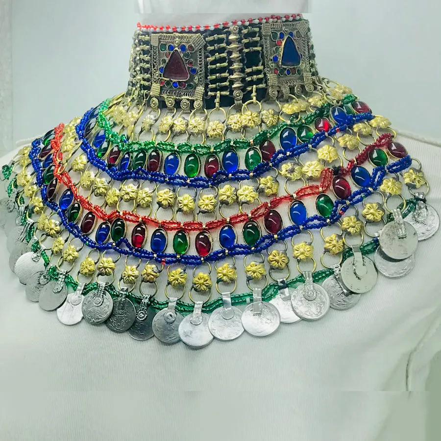 Multicolor Tribal Boho Statement Choker Necklace
