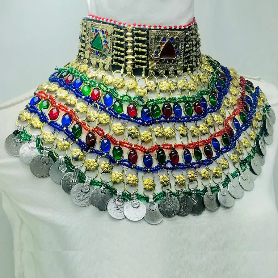 Multicolor Tribal Boho Statement Choker Necklace