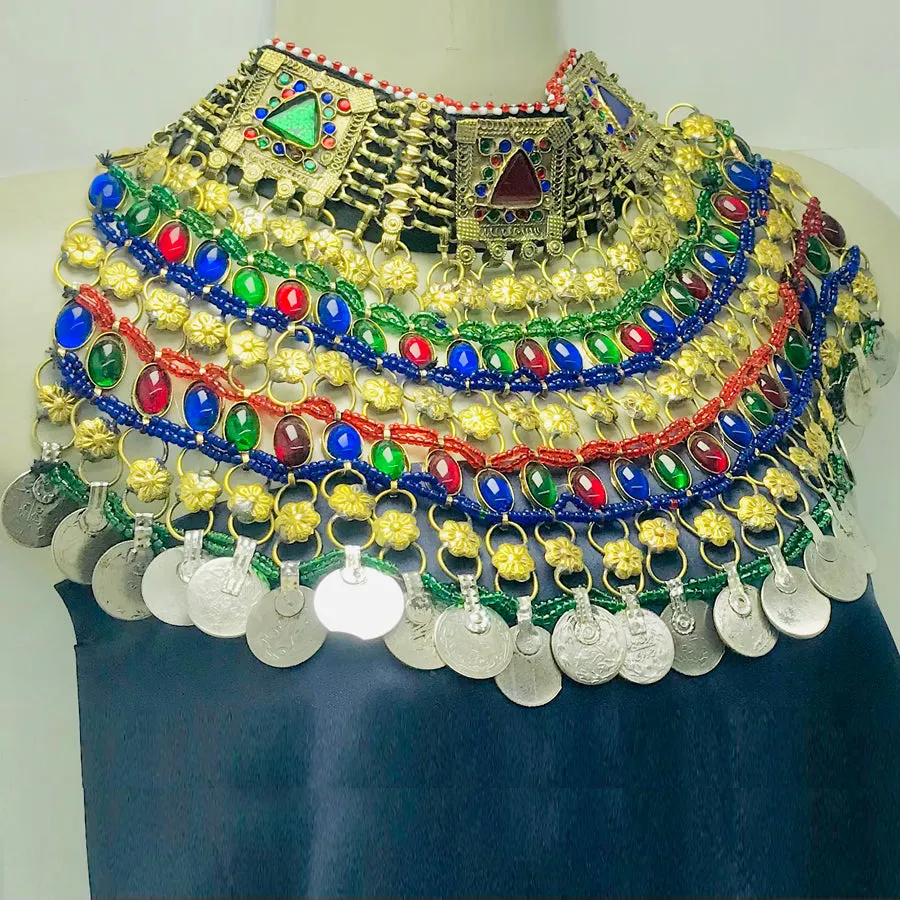 Multicolor Tribal Boho Statement Choker Necklace