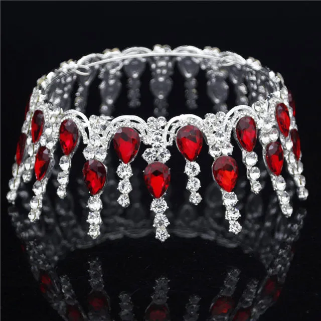 Multicolored Crystal Round  Wedding Pageant Crown  Hair Accessories