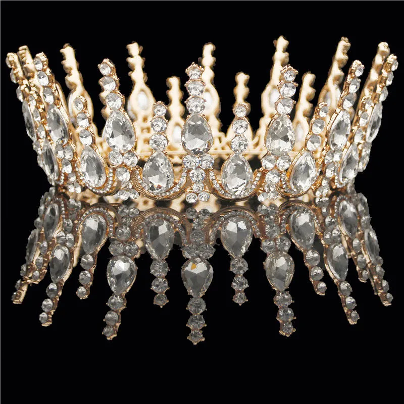 Multicolored Crystal Round  Wedding Pageant Crown  Hair Accessories