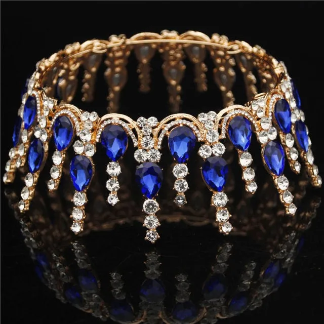 Multicolored Crystal Round  Wedding Pageant Crown  Hair Accessories