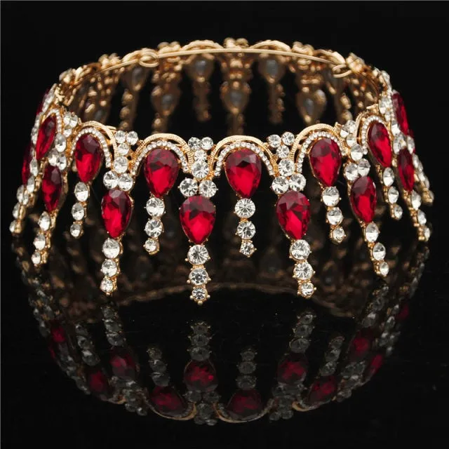 Multicolored Crystal Round  Wedding Pageant Crown  Hair Accessories
