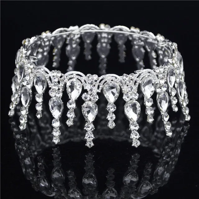 Multicolored Crystal Round  Wedding Pageant Crown  Hair Accessories