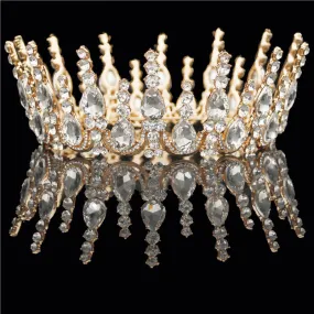 Multicolored Crystal Round  Wedding Pageant Crown  Hair Accessories