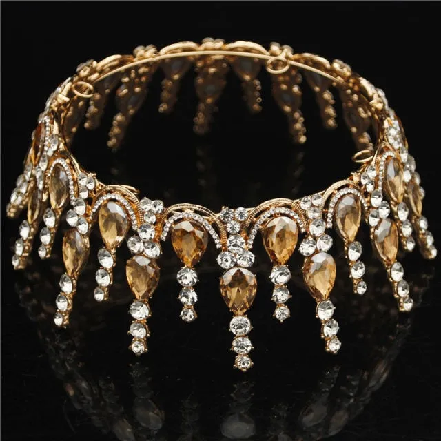 Multicolored Crystal Round  Wedding Pageant Crown  Hair Accessories