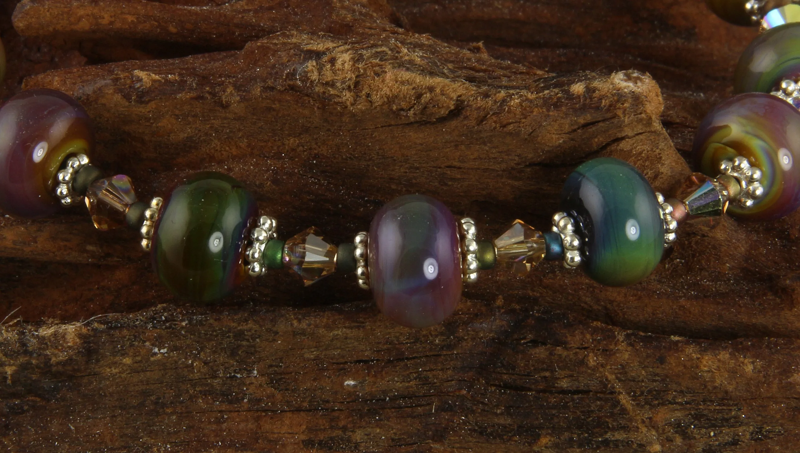 Mystic Topaz Crystal Lampwork Bracelet