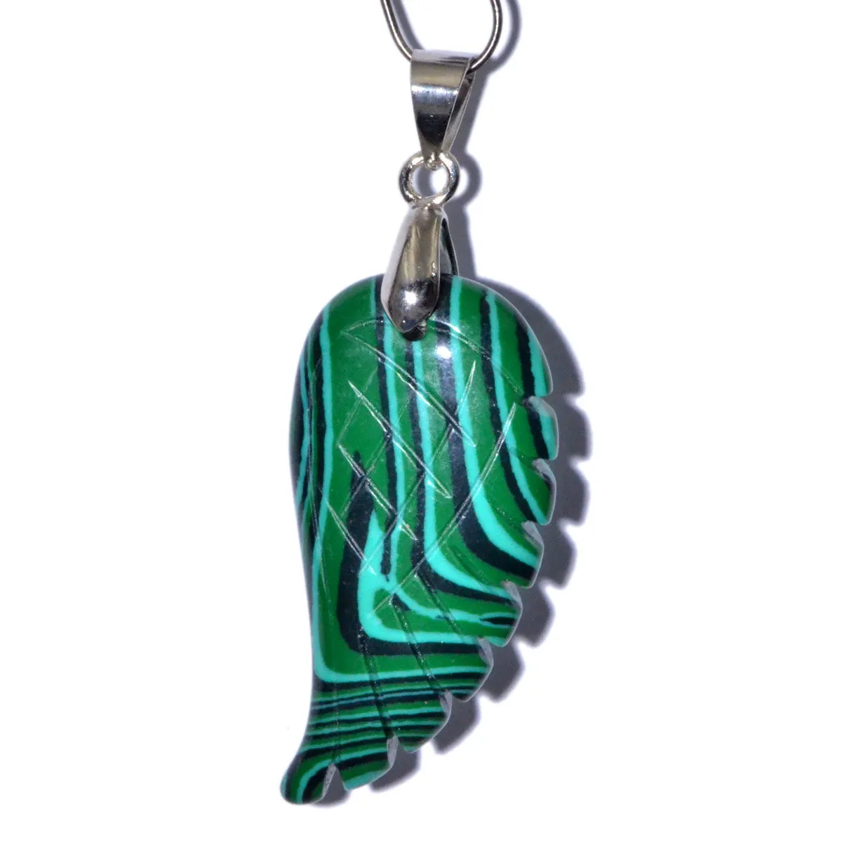 Natural Gemstone Carved Angel Wing Reiki Chakra Healing Necklace Pendant