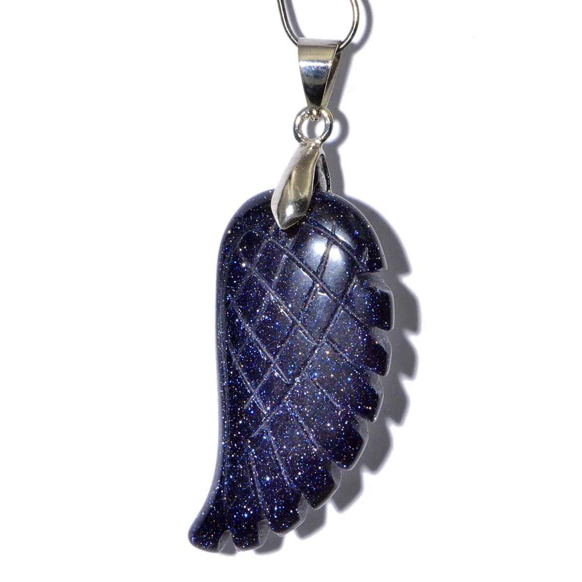 Natural Gemstone Carved Angel Wing Reiki Chakra Healing Necklace Pendant
