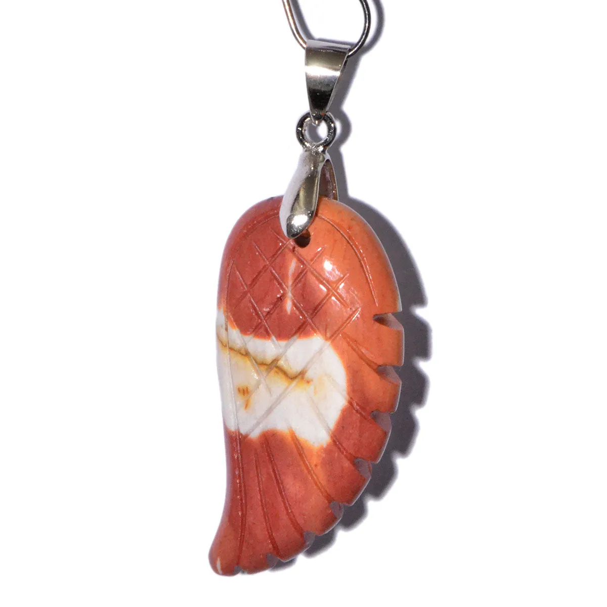 Natural Gemstone Carved Angel Wing Reiki Chakra Healing Necklace Pendant
