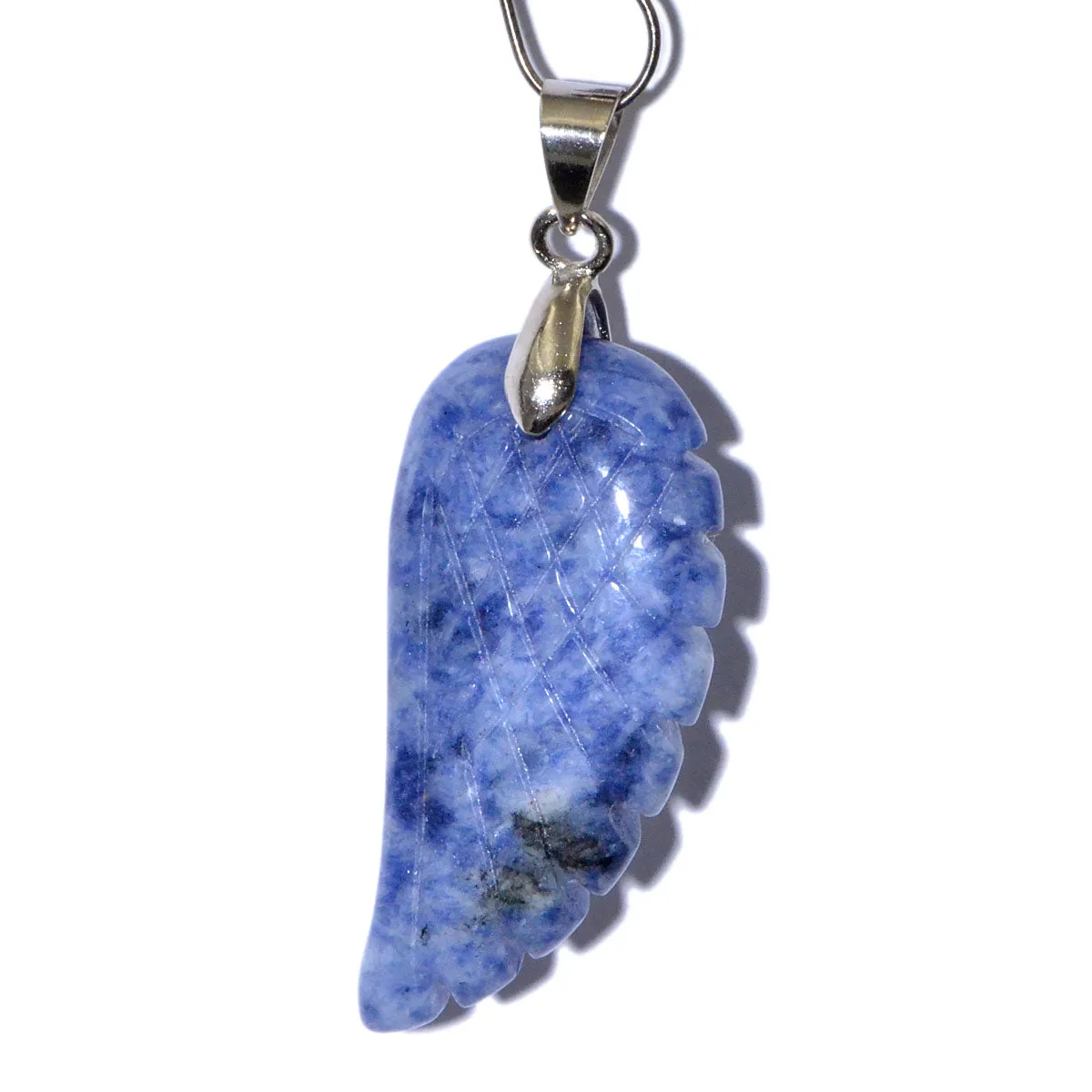 Natural Gemstone Carved Angel Wing Reiki Chakra Healing Necklace Pendant