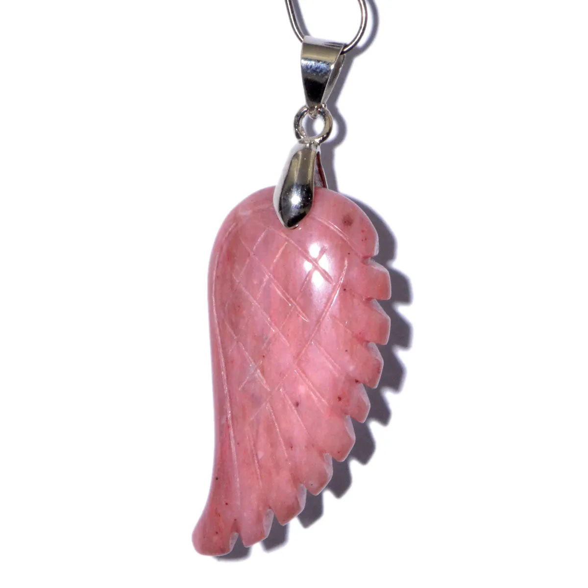 Natural Gemstone Carved Angel Wing Reiki Chakra Healing Necklace Pendant