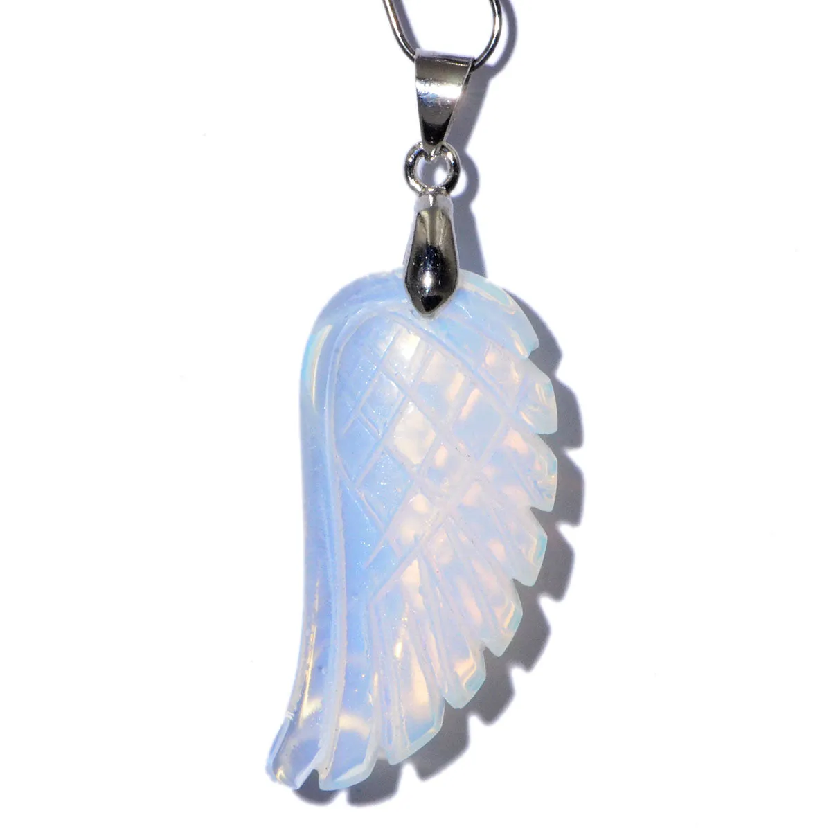 Natural Gemstone Carved Angel Wing Reiki Chakra Healing Necklace Pendant