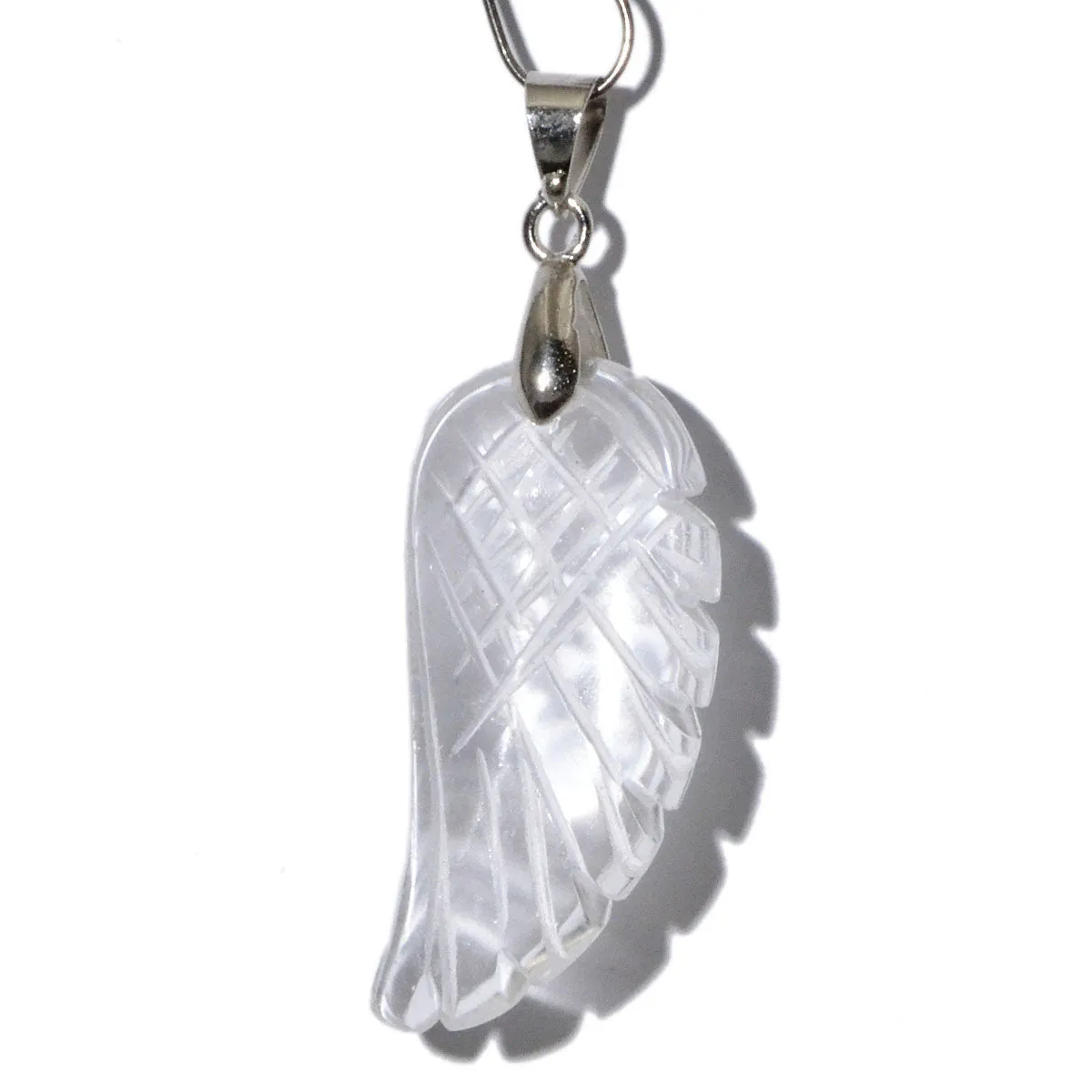 Natural Gemstone Carved Angel Wing Reiki Chakra Healing Necklace Pendant