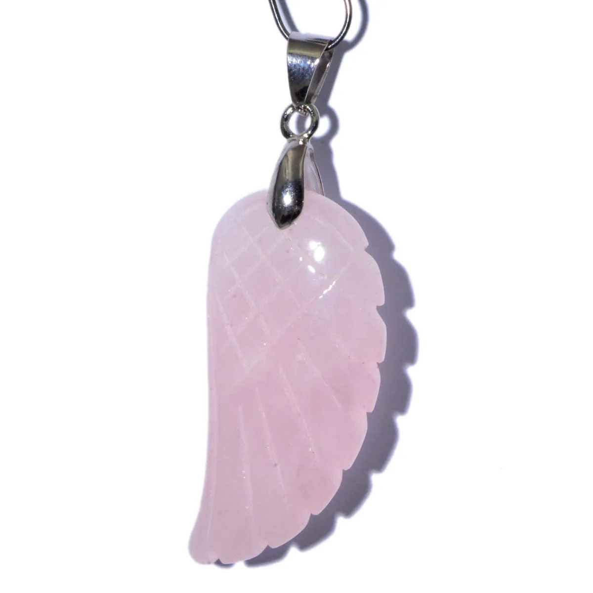 Natural Gemstone Carved Angel Wing Reiki Chakra Healing Necklace Pendant