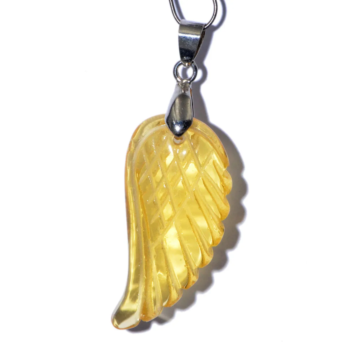 Natural Gemstone Carved Angel Wing Reiki Chakra Healing Necklace Pendant