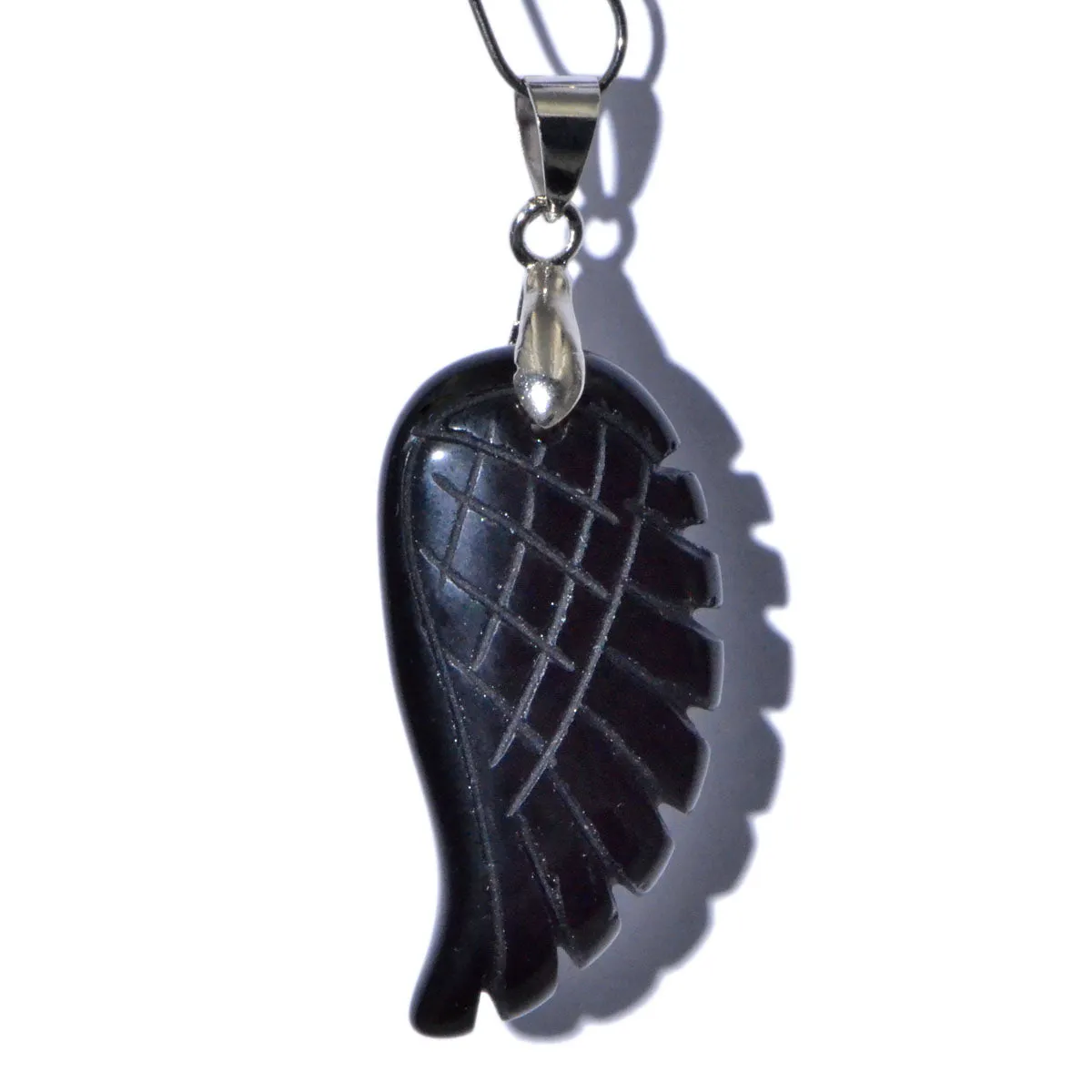 Natural Gemstone Carved Angel Wing Reiki Chakra Healing Necklace Pendant