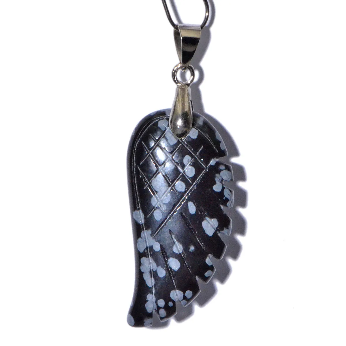 Natural Gemstone Carved Angel Wing Reiki Chakra Healing Necklace Pendant