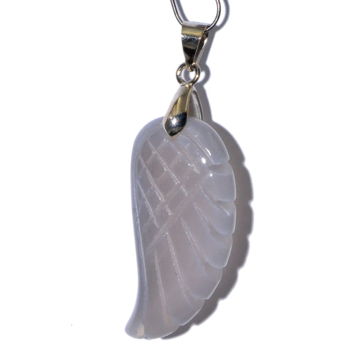 Natural Gemstone Carved Angel Wing Reiki Chakra Healing Necklace Pendant