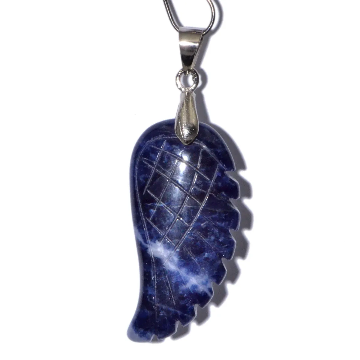 Natural Gemstone Carved Angel Wing Reiki Chakra Healing Necklace Pendant