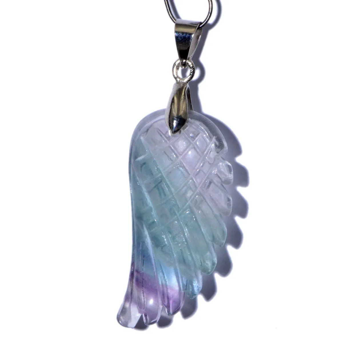 Natural Gemstone Carved Angel Wing Reiki Chakra Healing Necklace Pendant