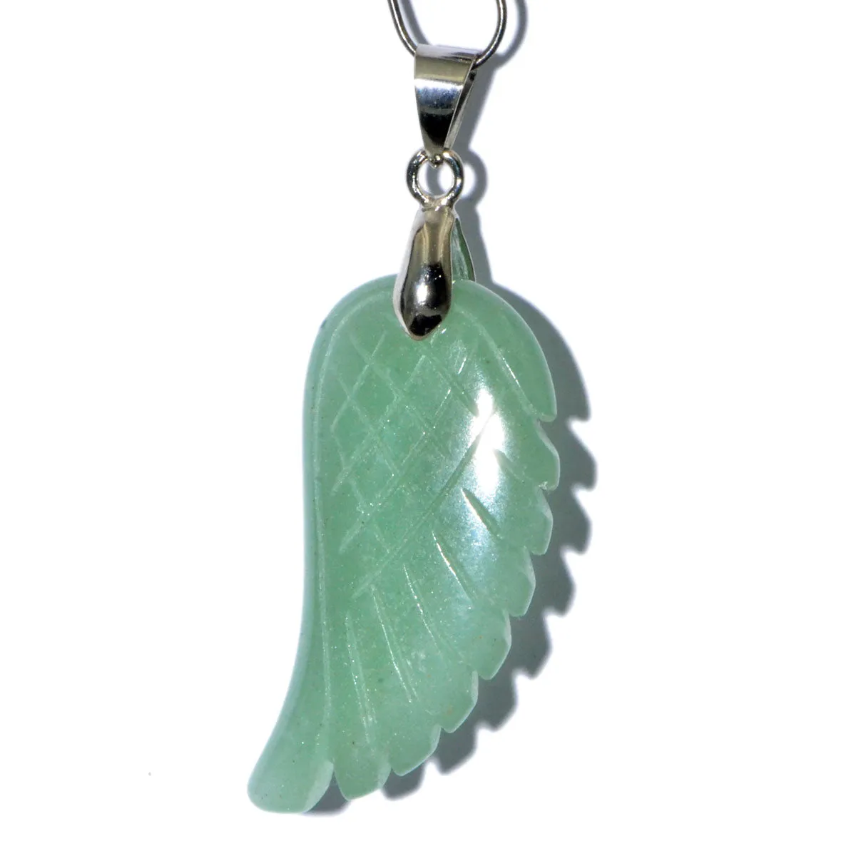 Natural Gemstone Carved Angel Wing Reiki Chakra Healing Necklace Pendant