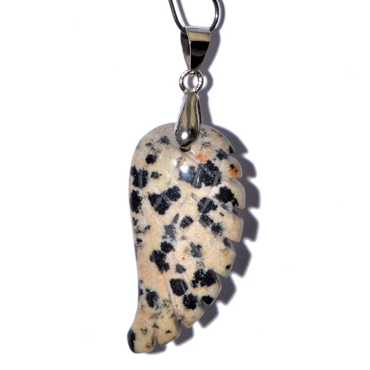 Natural Gemstone Carved Angel Wing Reiki Chakra Healing Necklace Pendant