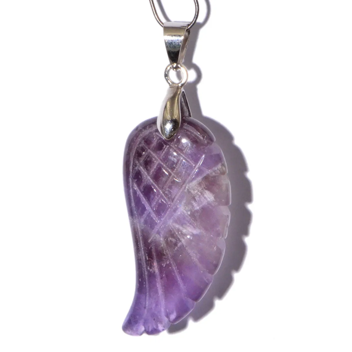 Natural Gemstone Carved Angel Wing Reiki Chakra Healing Necklace Pendant