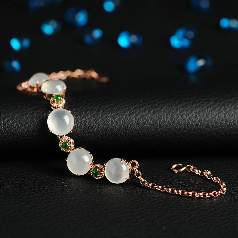 Natural Jade Bracelet Jadeite Gold Bracelet BT18