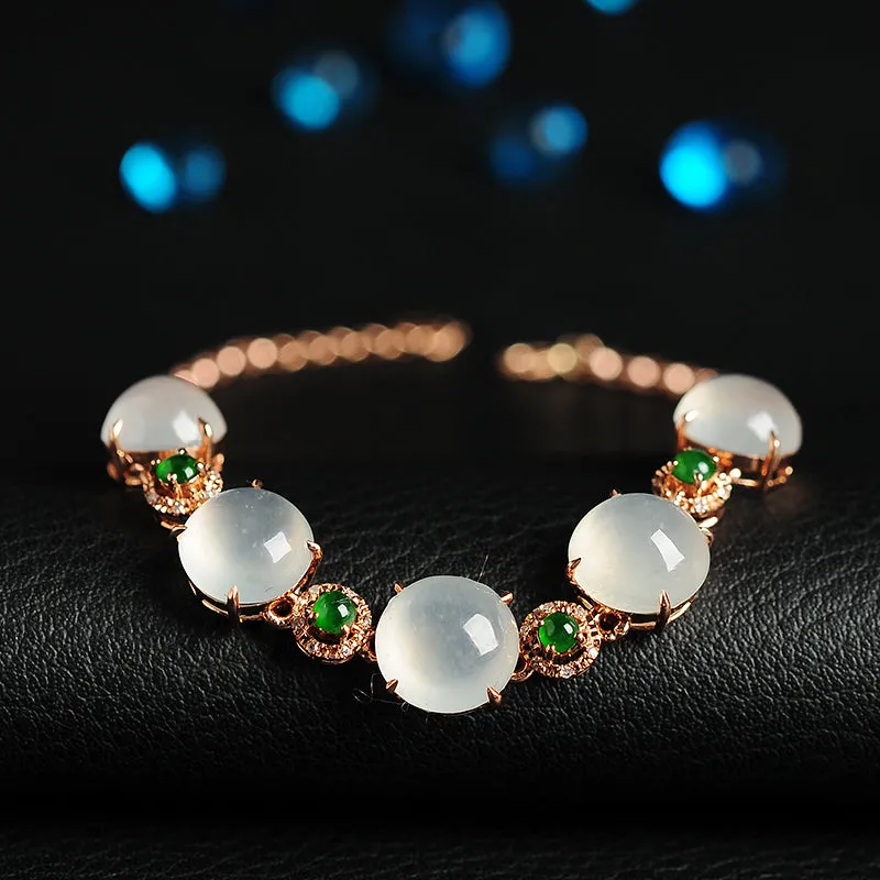 Natural Jade Bracelet Jadeite Gold Bracelet BT18