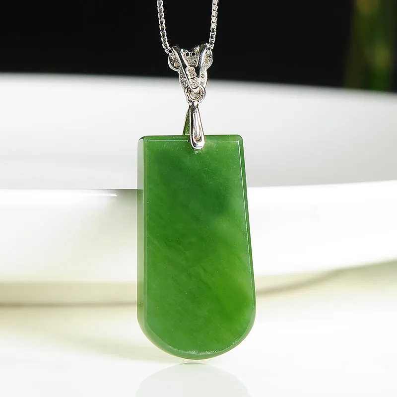 Natural Jade Pendant Nephrite Silver Pendant PT165